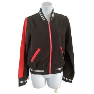 NWT Shift Small Womens Freedom Print Jacket Black Red Pockets Full Zipper